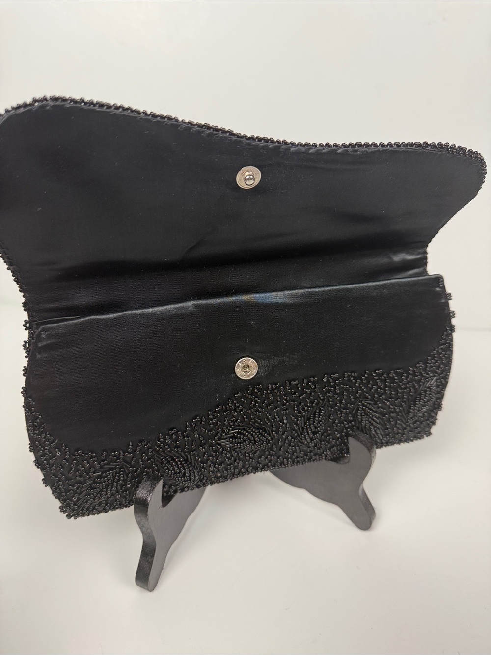 Elegant Black Beaded Evening Clutch
